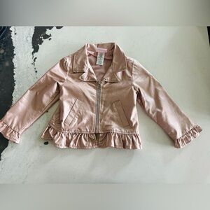 Little Lass Pink Moto Jacket with Ruffle Hem